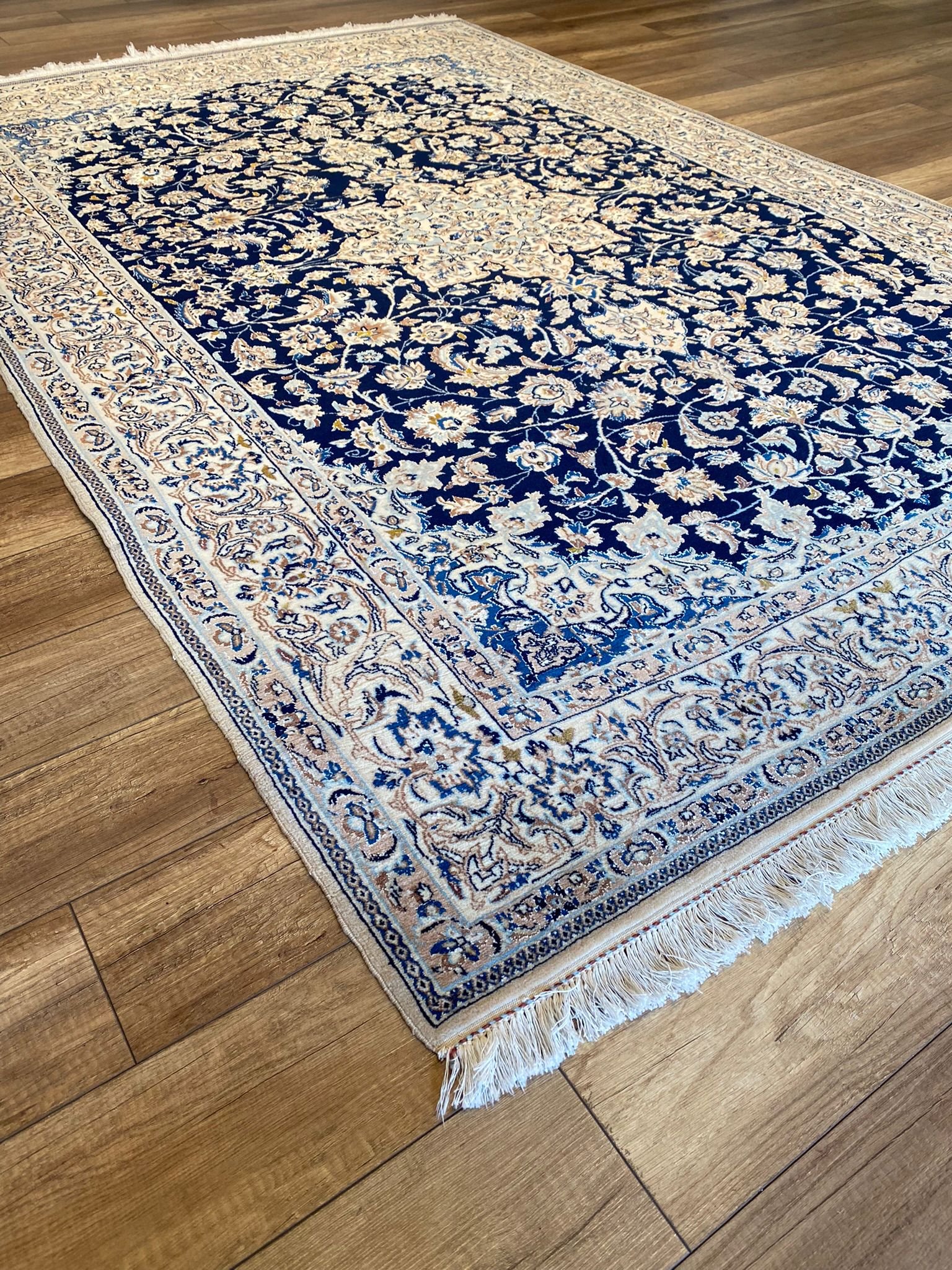 Navy Floral Persian — A distinguished modern abstract intricate featuring Neutral tones and abstract design. A statement piece for any space.