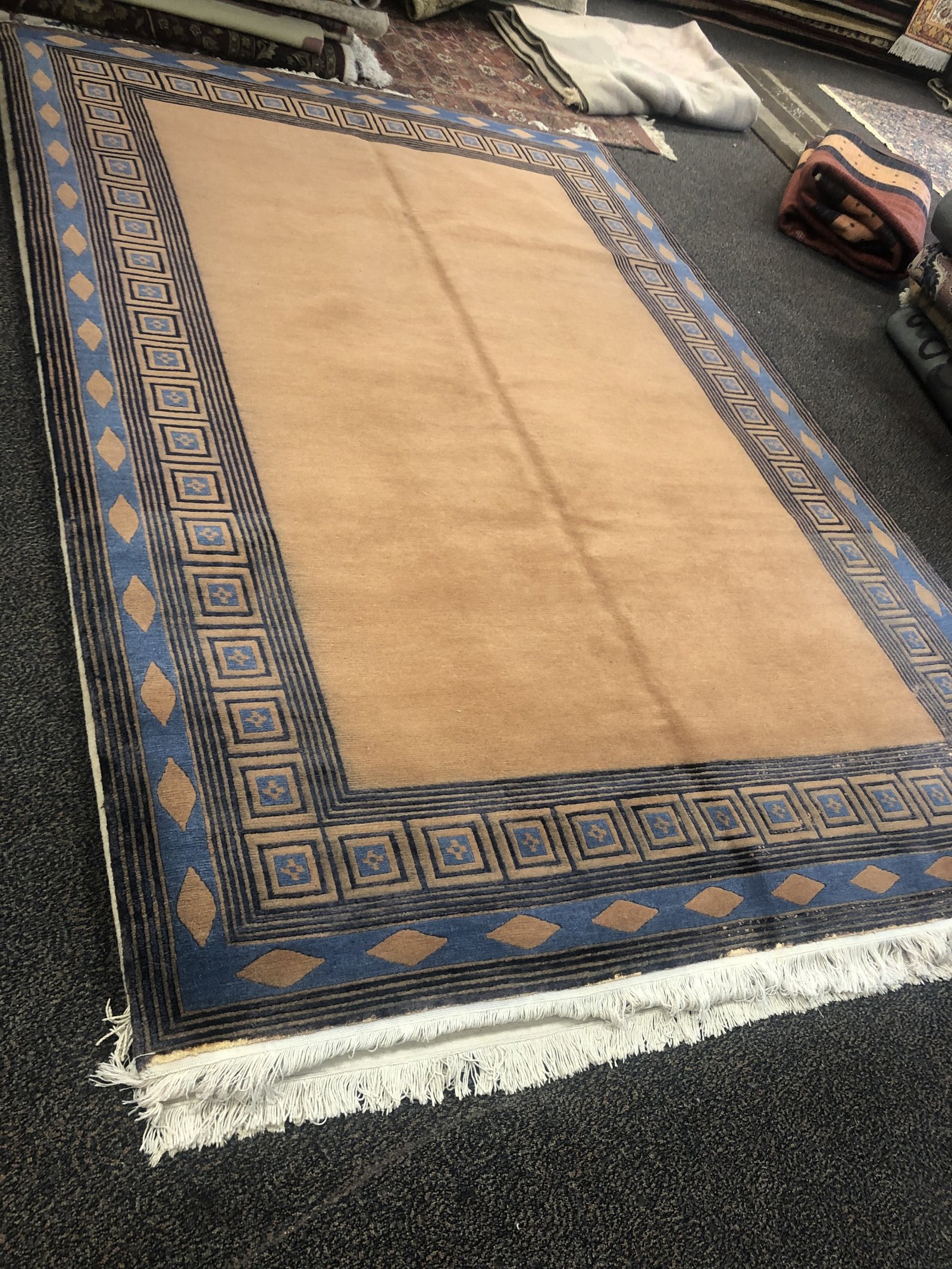 Blue Diamond Border Rug