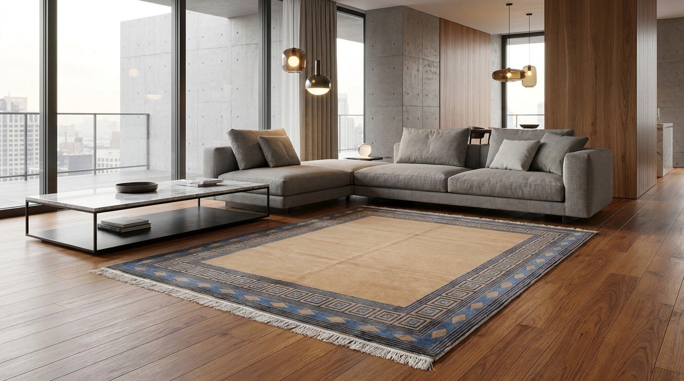 Blue Diamond Border Rug