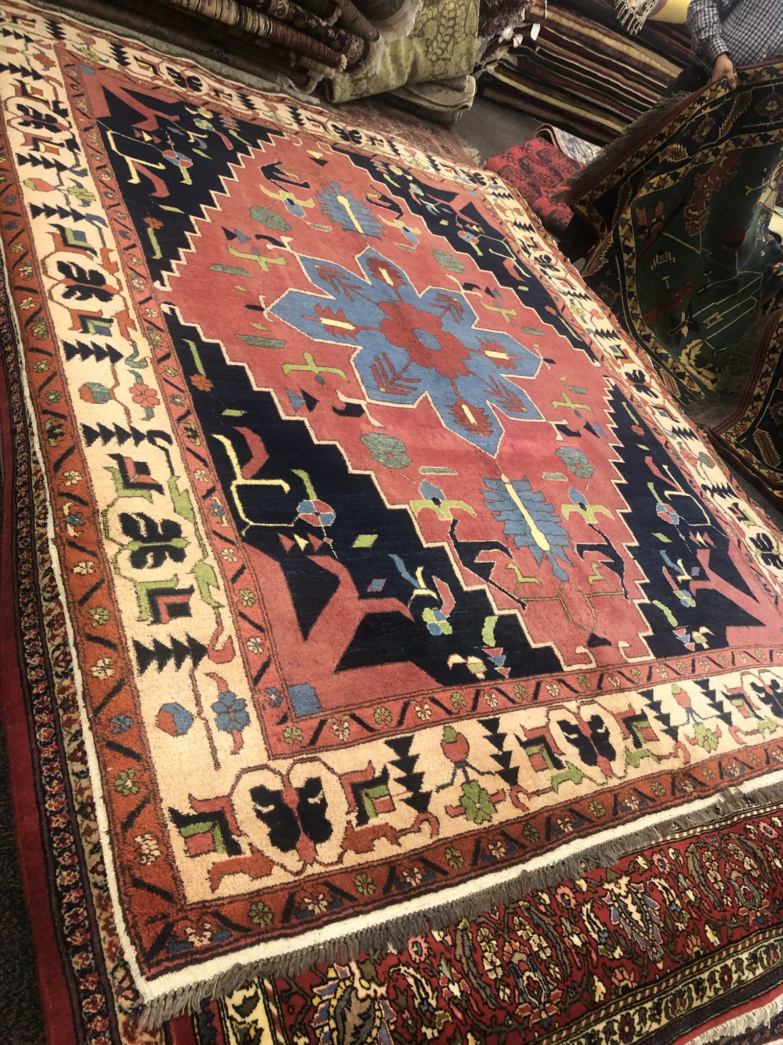 Blue Rose Medallion Tribal Rug