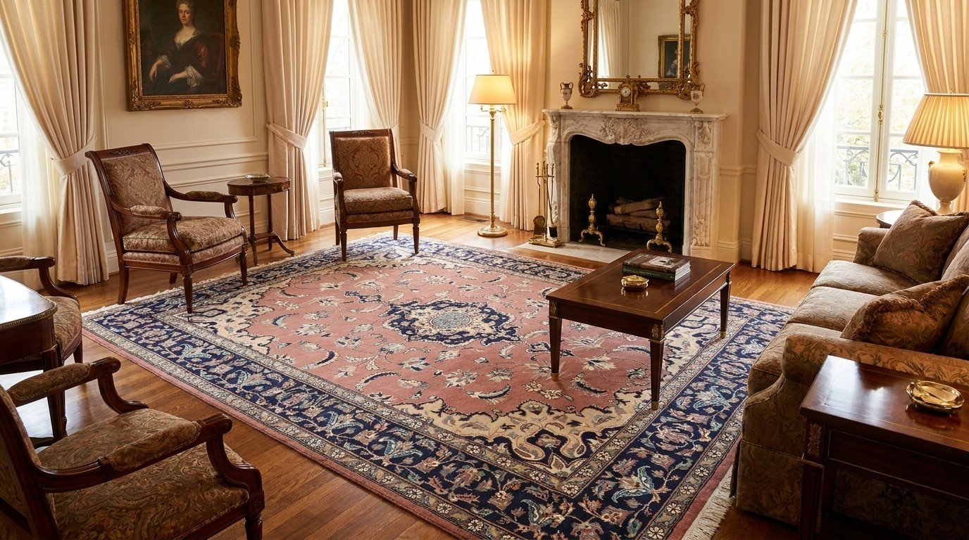 Blush Navy Medallion Rug