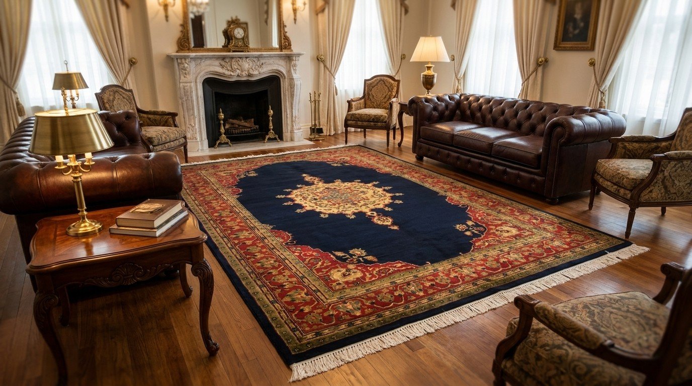Blush Sage Dragon Motif Rug