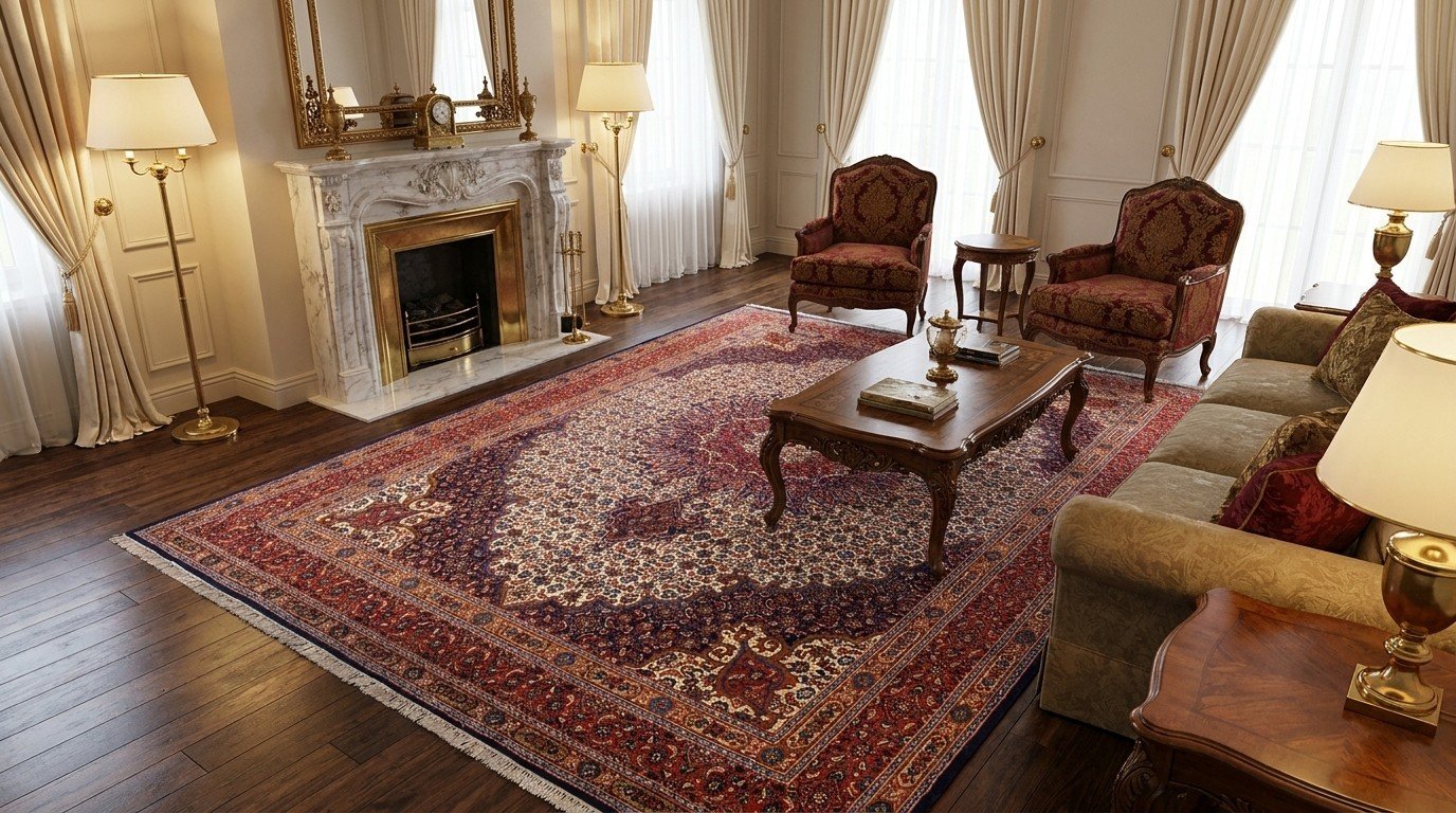 Burgundy Ivory Medallion Rug