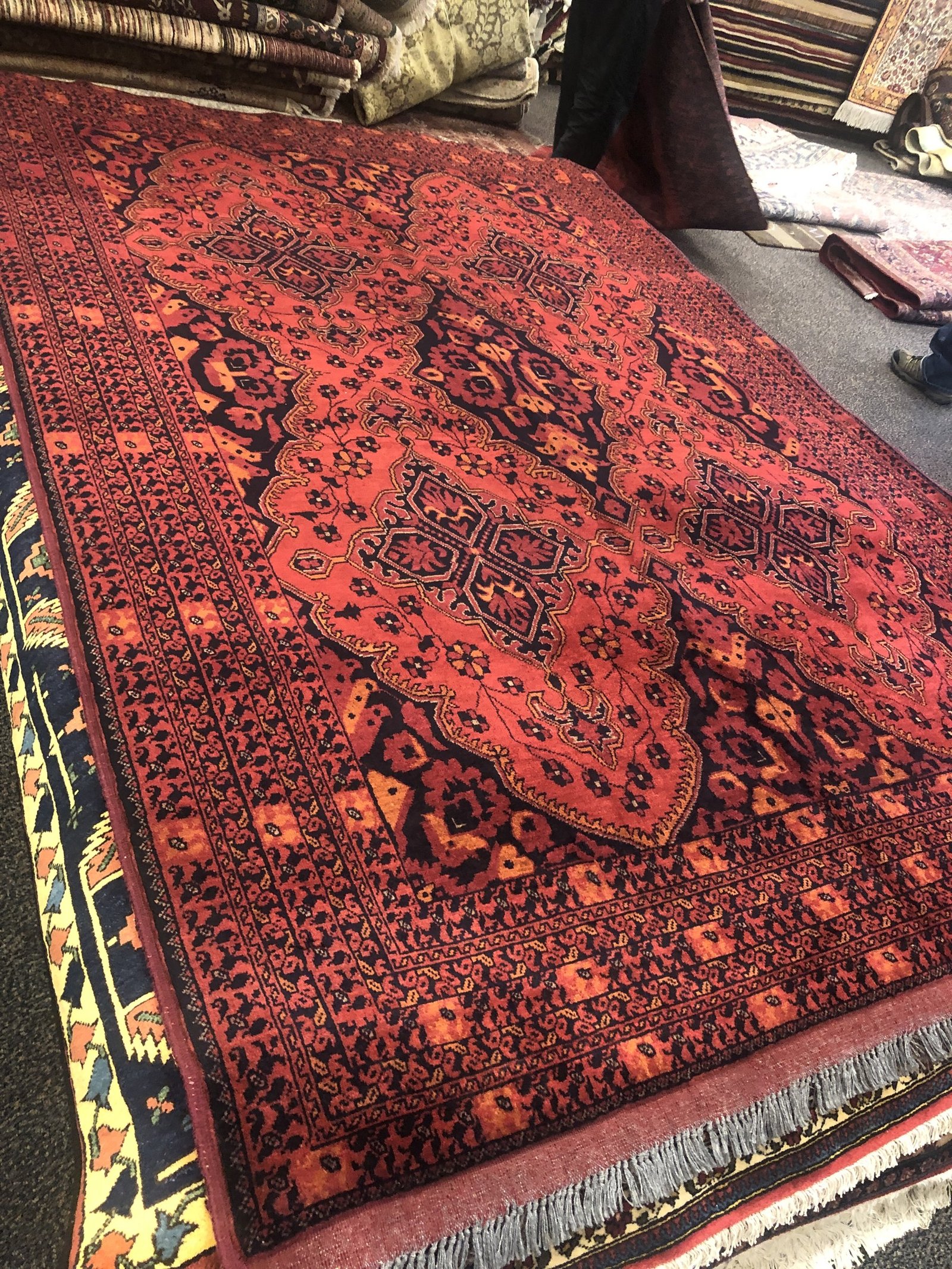 Burgundy Navy Medallion Rug