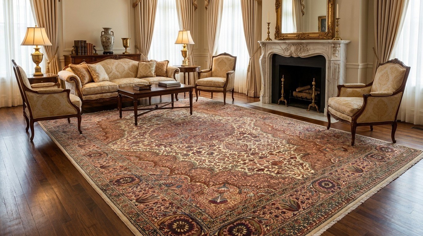 Cream Rust Medallion Rug