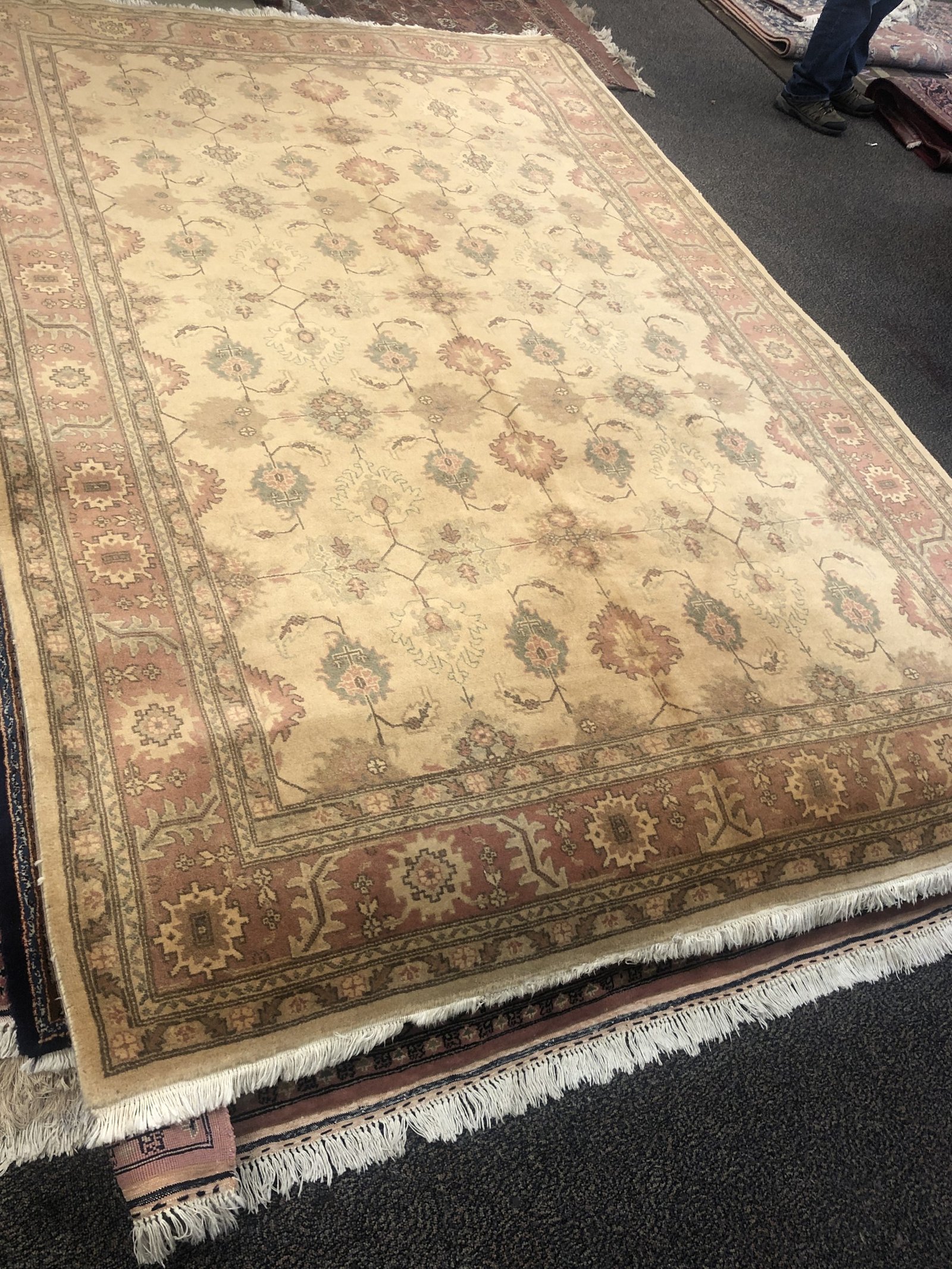 Gold Rust Floral Border Rug