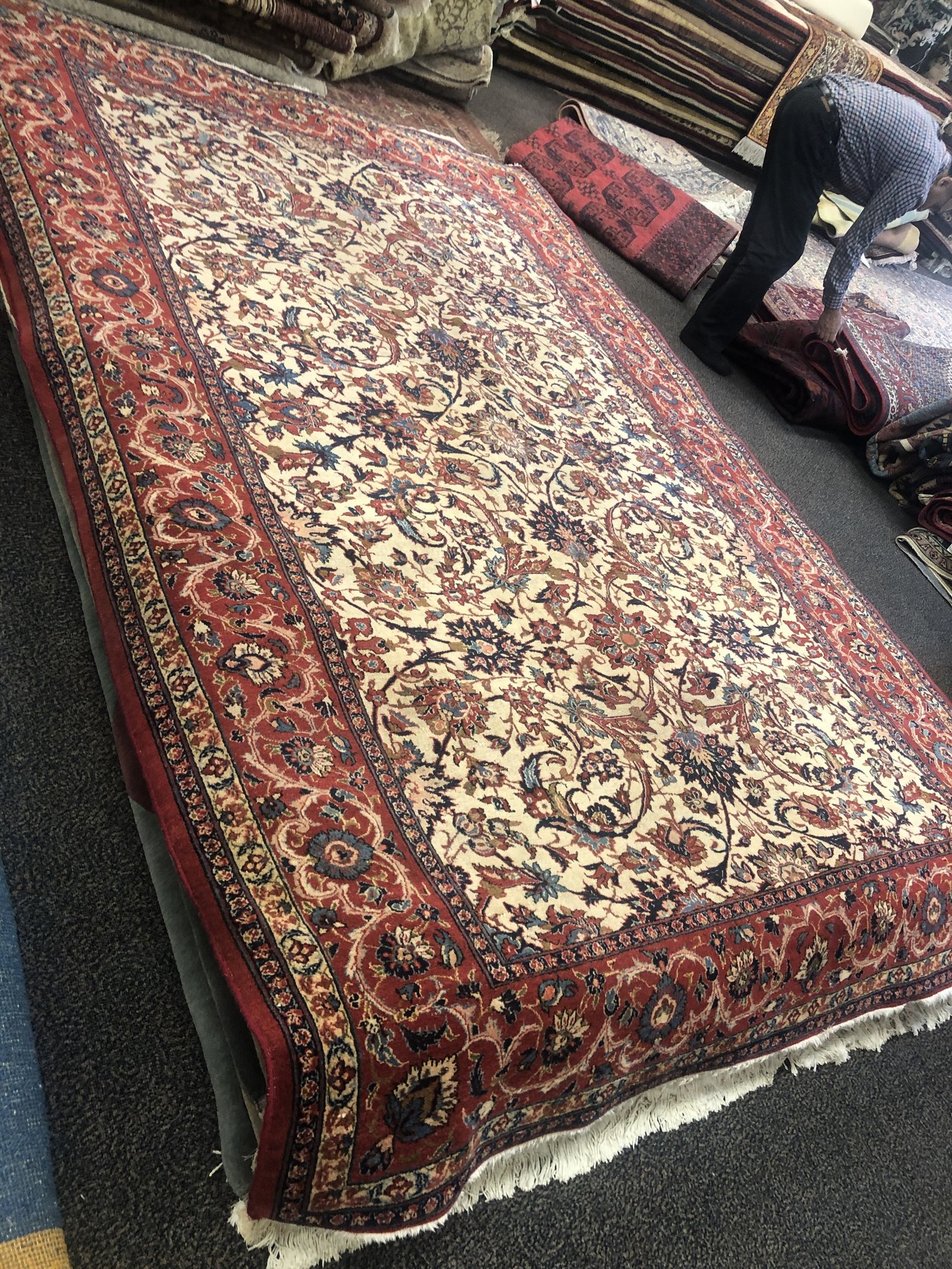 Ivory Rust Floral Medallion Rug