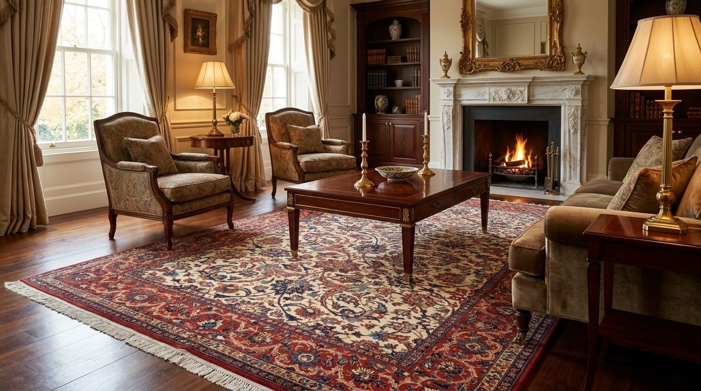 Ivory Rust Floral Medallion Rug