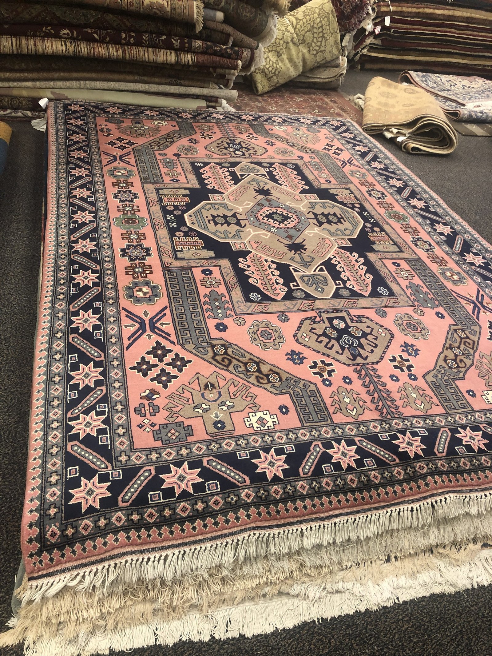 Pink Navy Medallion Rug