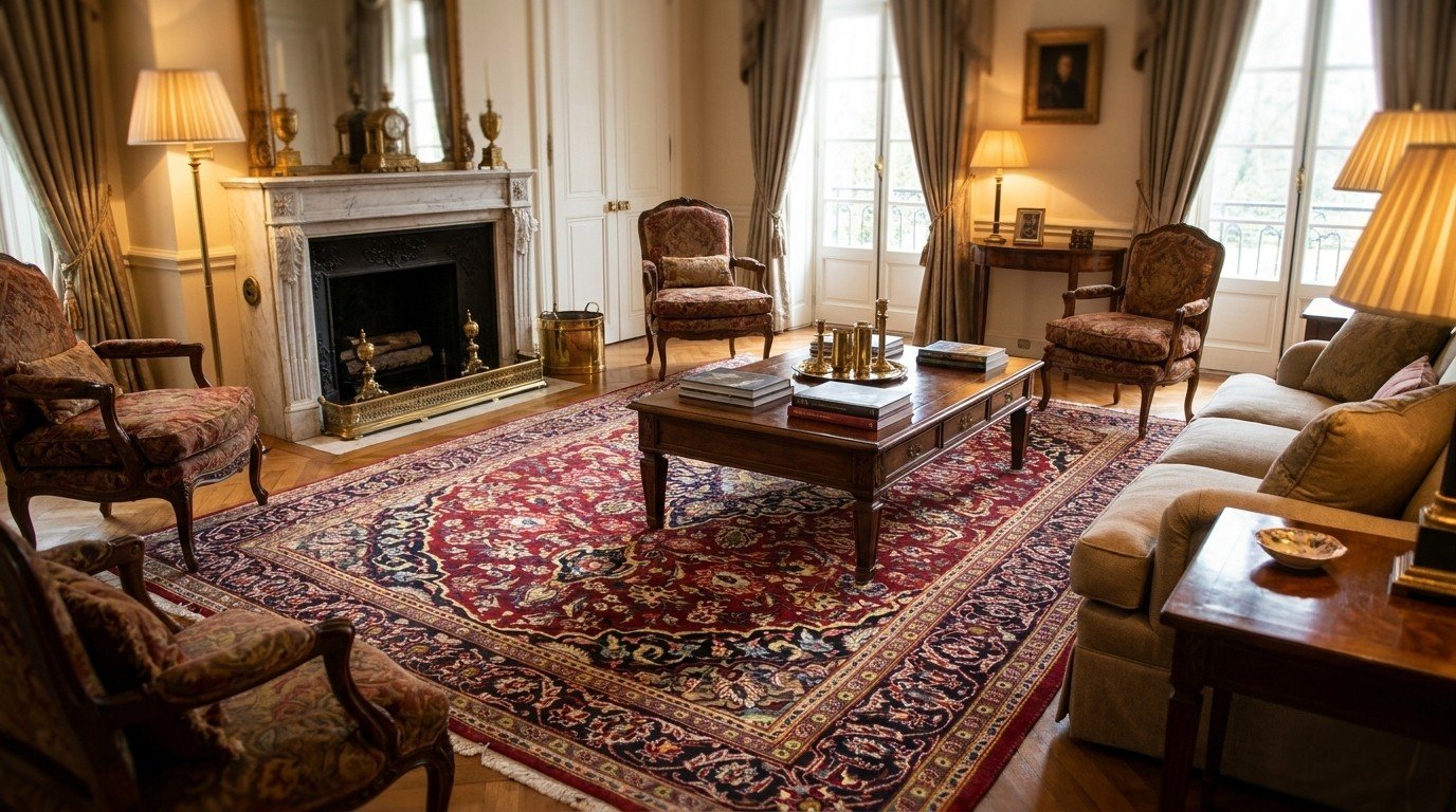 Red Ivory Medallion Rug