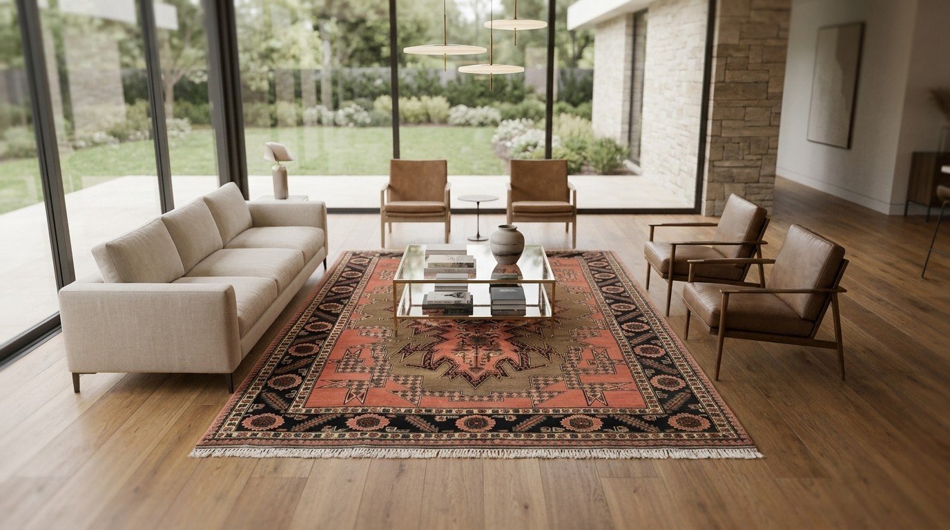 Rust Brown Tribal Medallion Rug