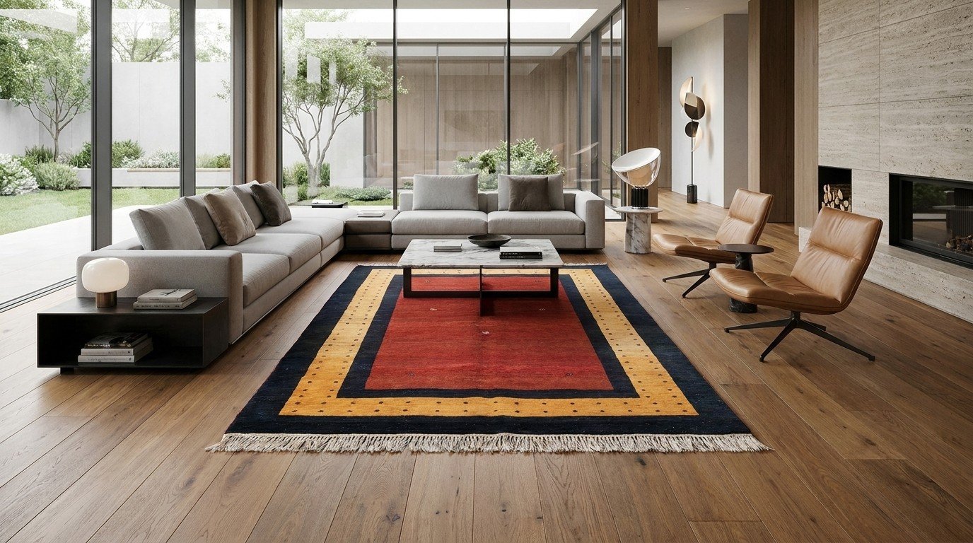 Rust Gold Border Rug