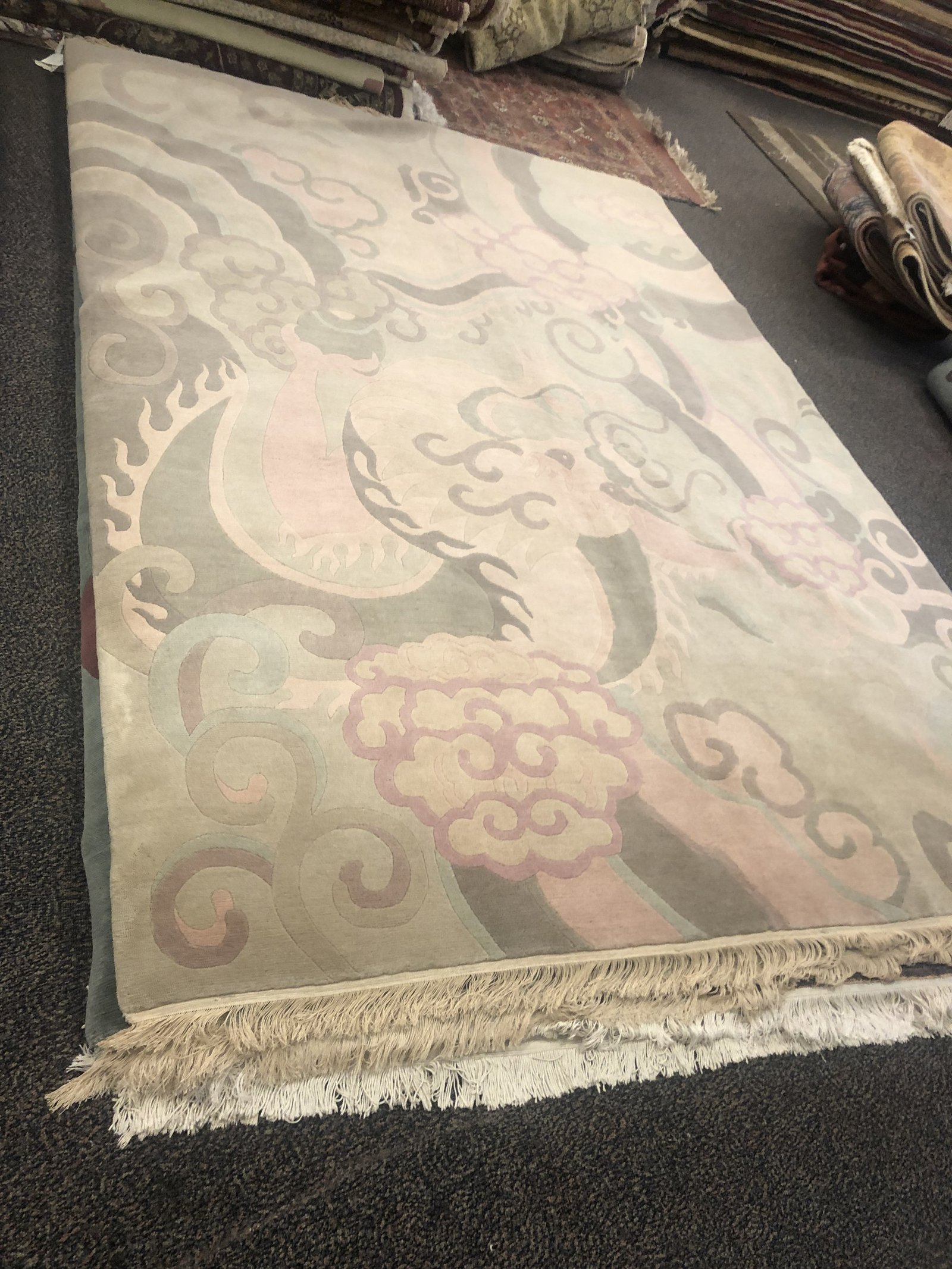 Sage Pink Dragon Motif Rug