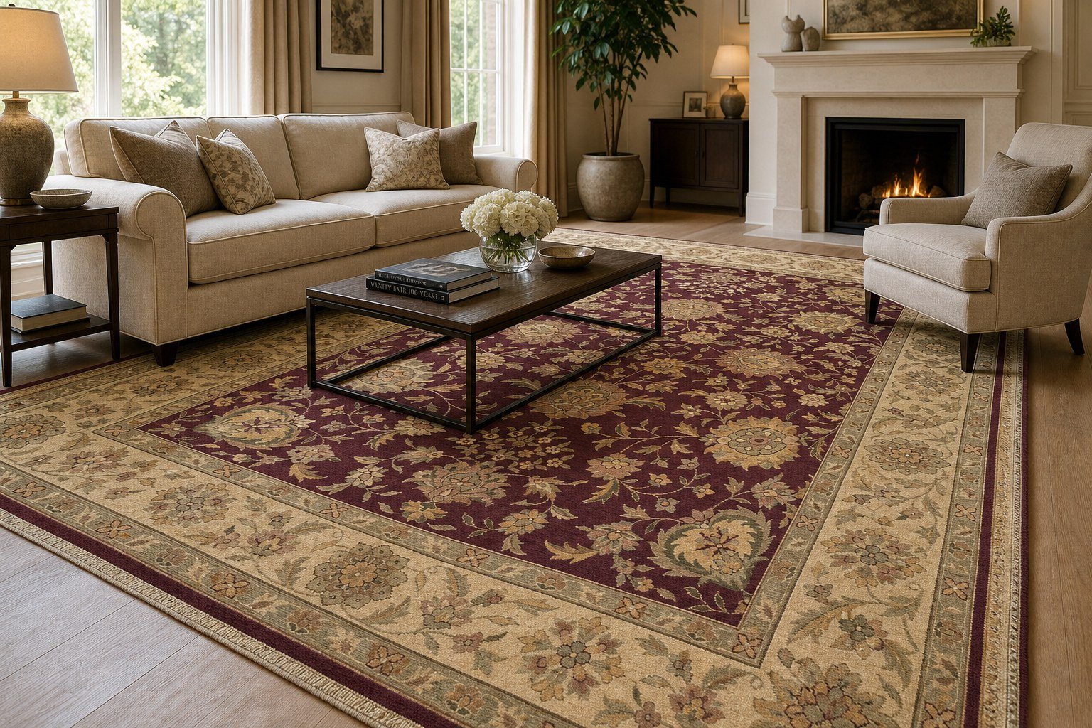 Burgundy Floral Medallion